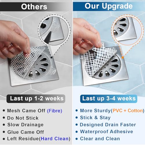 25 Pack, Disposable Shower Drain Hair Catcher Mesh Stickers, Disposable Hair Drain Catcher.(White,4.1inch), Hc2-4.1inRound-25
