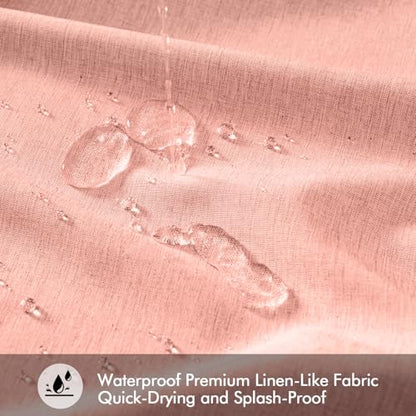 ANRODUO Blush Pink Linen Textured Fabric Shower Curtain Set - W72xL84 | Farmhouse Shower Curtain with 12 Metal Hooks, Waterproof Heavy Duty, Button Hole Design, Machine Washable for Bathroom - color: Blush Pink, size: 72"W x 84"L (Pack of 1)