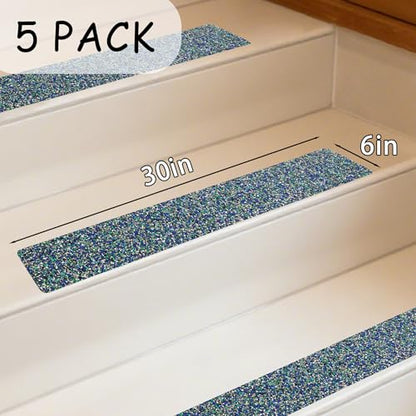 COSIMIXO Rubber Anti Slip Tape 6" x 30" -5 Packs-Blue Pool Rubber Grip Tape,Pool, Bathroom & Stair Outdoor/Indoor Safety - Waterproof Non-Slip for Wet Surfaces, Ship Deck, Showers - size: 6'' x 30''