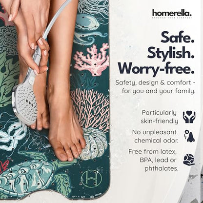 homerella Bathtub Mat Non Slip Kids 40x16 Baby Bath Mat Non Slip Anti Mold | 100% BPA Free, Non Toxic, Mildew Resistant, Machine Washable, Extra Long Kids Bath Mat for Tub Non Slip, Toddler Bath Mat - color: Boho Reef, size: 40" x 16" (Rectangular)