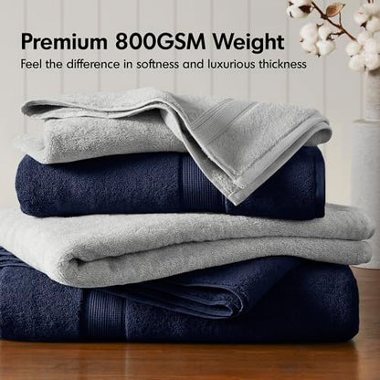 Madison Park 800GSM 100% Cotton Bathroom Bath Towel Set of 8, Silver | Long Staple, Highly Absorbent, Durable Hotel Spa Quality, Quick Dry, Double Stitched Hems, Lint Reducing, OEKO-TEX Certified - color: Silver, size: Multi-Sizes