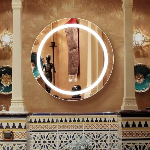 Round Medicine Cabinet with Light,3 Color Temperature,Dimmer,Defogger,32inch,Gold - color: Gold, size: 32inch