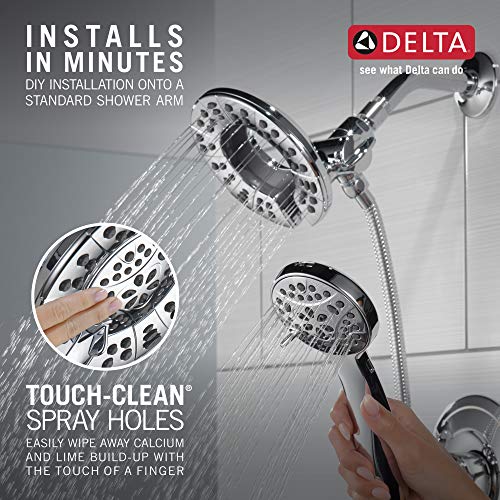 Delta Arvo 14 Series Chrome Bathtub Shower Faucet Set with In2ition 2-in-1 Dual Shower Head with Handheld Spray Combo, Valve Trim Kit, Chrome 144840-I (Valve Included) - color: Chrome