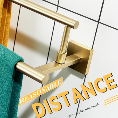 KOKOSIRI 24-Inch Towel Bars Double Bath Towel Rails Bathroom Holder Racks for Cabinet Kitchen Brushed Gold Stainless Steel B5009BG-L24 - color: Brushed Gold, size: 24-Inch