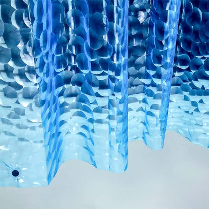 Ga-Geetopia EVA 3D Blue Pearl Water Cube Plastic Shower Curtain Liner - Premium Light Weight 72" x 72" Blue Bathroom Shower Showroom Curtain Liner with Rustproof Metal Gromments and Weighted Magnet - color: Blue Cube, size: 72"W x 72"L (Pack of 1)