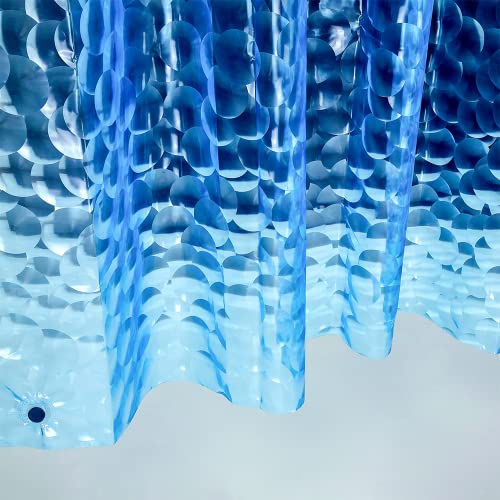 Ga-Geetopia EVA 3D Blue Pearl Water Cube Plastic Shower Curtain Liner - Premium Light Weight 72" x 72" Blue Bathroom Shower Showroom Curtain Liner with Rustproof Metal Gromments and Weighted Magnet - color: Blue Cube, size: 72"W x 72"L (Pack of 1)