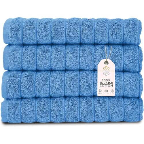 Classic Turkish Towels CTT Luxury Hand Towels for Bathroom Set of 4, 100% Turkish Cotton, Quick Dry & Comfy Towels for Hotel & Spa, Highly Absorbent | 20"x32" (Dark Blue) - color: Dark Blue, size: 4-Piece Hand Towel Set