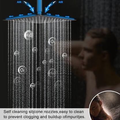 Matte Black Shower System with 3 Rain Shower Head(12+8+8 inch), Handheld Spray, 4 Way Smart Temperature Display Shower Faucet set - color: Black, size: 12+8+8 inch