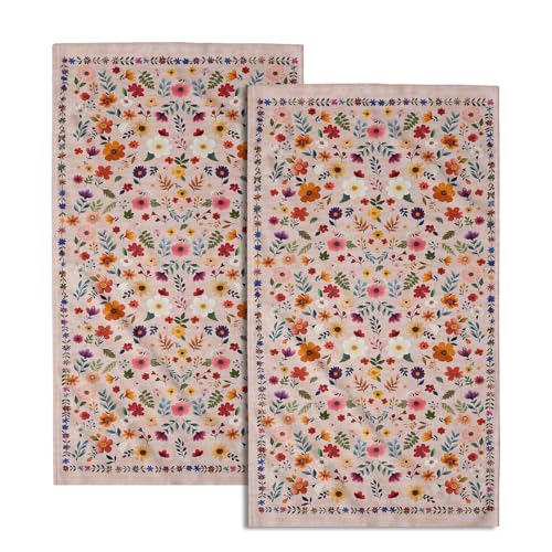 Giwawa Pink Floral Decorative Hand Towels - Wildflowers Printed Kitchen Towel Set for Bathroom Home - color: Cute Floral Pink, size: 28.3" x 14.4"(Pack of 2)