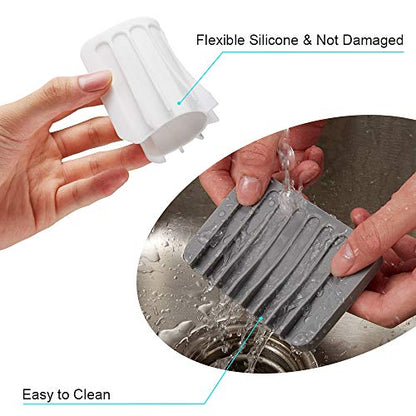 2PCS Soap Dish Holder, Premium Silicone Soap Dishes for Shower Bathroom Kitchen Sinks， Soap Tray Saver Drainer, Self-draining Waterfall, Non-Slip Design, Easy Cleaning (White, Gray) - color: White, Gray
