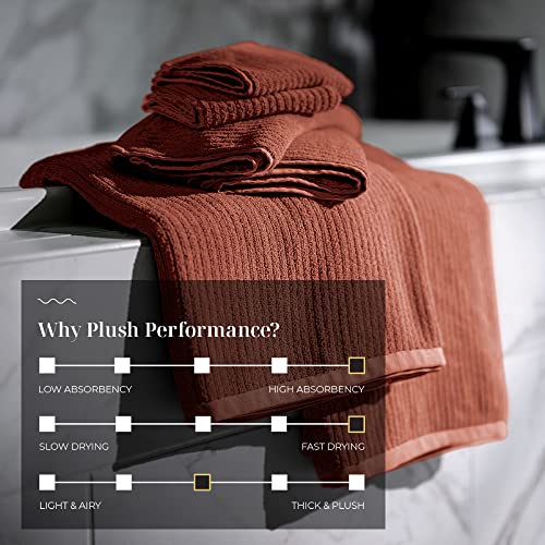 Luxury Performance 4-Piece Hand Towel Set | Patented Quick-Dry Tech | Ultra Soft | 16" W x 30" L | Clay - color: Clay, size: 4 Hand Towels