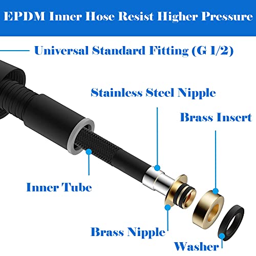 Extra Long Shower Hose - Stainless Steel Attachment for Handheld Shower Head, All Metal Kink-Free Extension with Brass Insert and Nut (79", Black) - color: Matte Black