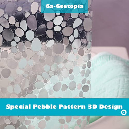 Ga-Geetopia EVA Clear Thin Shower Curtain Liner, Pebble Pattern 72x72 Inch Lightweight Plastic Bathroom Shower Showroom Inner Curtain with Rustproof Metal Grommets and Weighted Magnets(NO Hooks) - color: 3d Pebbles, size: 72"W x 72"L (Pack of 1)