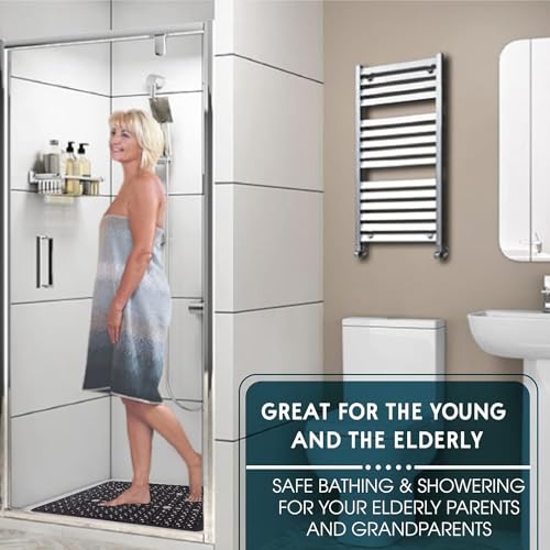 ENKOSI Large Square Shower Mat - 27x27 inch Non Slip Shower Mats - Green Shower Mats for Showers Anti Slip - Shower Non Slip Mat - Shower Mat with Drain Hole - Square Bathroom Mat (Clear Green 27x27) - color: Clear Green