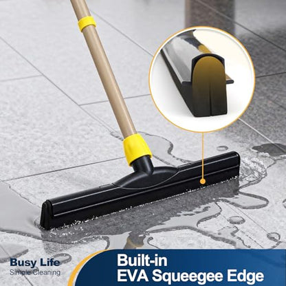 Yocada Floor Squeegee Scrubber Adjustable Telescopic Pole Heavy Duty 54.3" | Household Broom EVA Foam Blade for Garage Courtyard Shower Bathroom Floor Marble Glass Tile Water Foam Cleaning - size: 1 Count (Pack of 1)