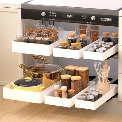 Heavy Duty Pull Out Kitchen Cabinet Organizer,ABS Material Prevent Rust Kitchen Organization,No Punch for Cupboard, Bathroom Cabinet Organizer, Pantry, Slide Out Drawers Shelf Storage,3 Size - size: 3 Sizes 10.6“+7”+5”