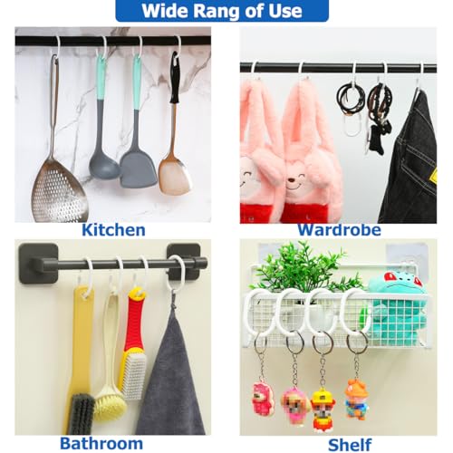 Resze 24 PCS Shower Curtain Rings,Plastic White Shower Curtain Hooks,C-Shaped Rings Hook Hanger Bathroom Shower Window Rod - color: White, size: 24PC