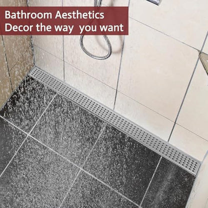 Linear Shower Drain, 12 inch Brushed Nickel | Including Hair Catcher and Removable Grate, 304 Stainless Steel, Easy to Install and Clean (Drain Base Not Included) - color: Brushed Nickel, size: 12 Inch