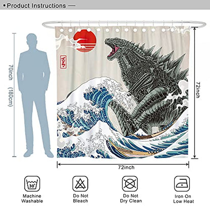 Funny Shower Curtain Set, Fun Anime Monster Shower Curtains for Bathroom Cool Asian Japanese Bathroom Decor Polyester Fabric-72" x 72" - size: 72"W x 72"L (Pack of 1)