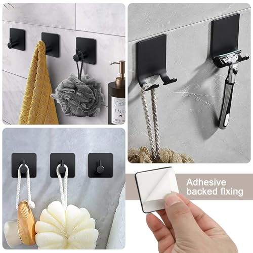 7 PCS Bathroom Hardware Set, Matte Black Stainless Steel Bathroom Tower Rack Set Wall Mounted Includes 16" Towel Bar, Toilet Towel Paper Holder, Towel Ring, 4 Robe Towel Hooks - color: 7pcs-matte Black