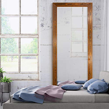 Barnwood Wood Full Length Mirror - Colonial Maple - color: Maple, size: 61"L x 25"W