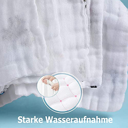 Soft Newborn Essentials - Muslin Washcloths & Towels for Sensitive Skin - 10 Pack, 10x10 Inches - Baby Register Shower Gift - color: 10-pcs (Multicolor)