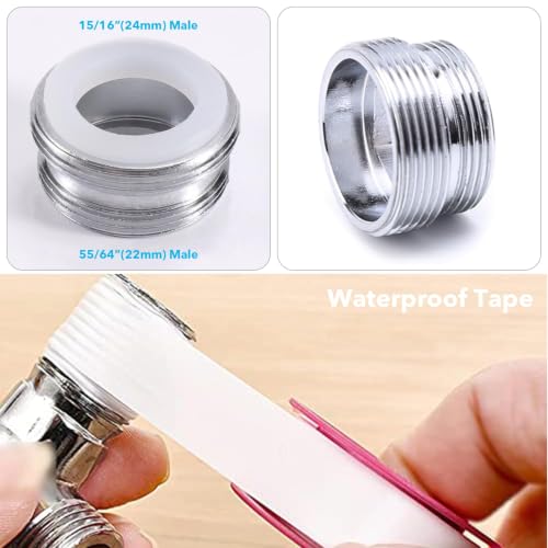 Sink Faucet Valve Brass 3-Way Diverter Splitter M22-M24 G1/2 Adaptor - color: Metal Sliver with 3 Adapters