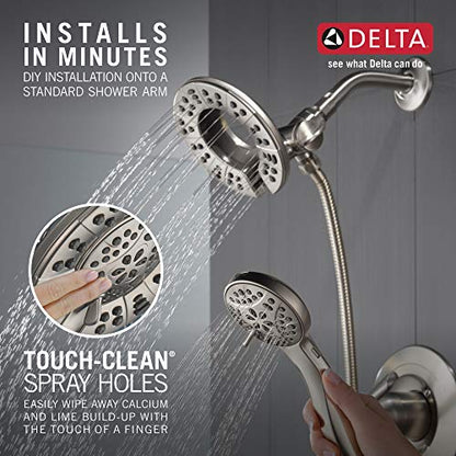 Delta Arvo 14 Series Brushed Nickel Shower Faucet Set with In2ition 2-in-1 Dual Shower Head with HandHeld Spray Combo, Valve Trim Kit, SpotShield Stainless 142840-SP-I (Valve Included) - color: Spotshield Brushed Nickel