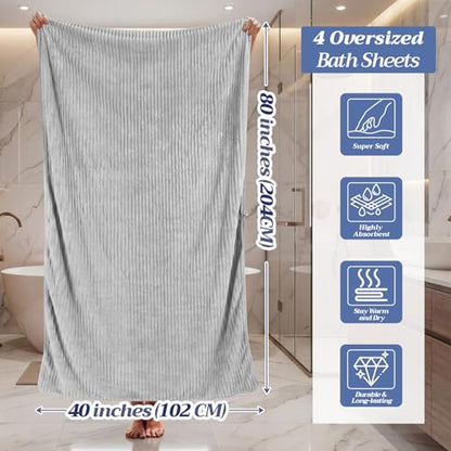 4 Pcs Extra Large Bath Towel 40x80'' Oversized Microfiber Bath Sheet,Macaron - color: Pastel