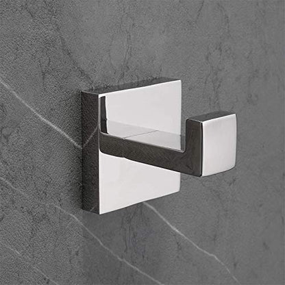 Nolimas Towel Hook Stainless Steel Bathroom Rustproof Clothes Towel Coat Hook Wall Mounted Square Toilet Kitchen, Heavy Duty Door Hanger, 2 Pack, Chrome Polished - color: Chrome Polished, size: 2 Pack