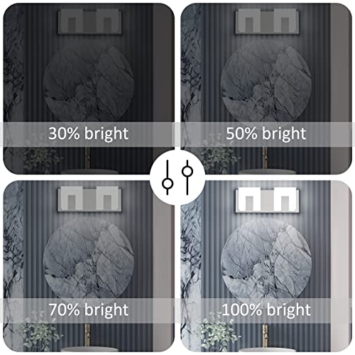 Aipsun 2 Lights Dimmable Modern LED Vanity Light for Bathroom Frosted White Acrylic Chrome Up and Down Bathroom Wall Light Fixtures Over Mirror(White Light 6000K) - size: 2 Lights