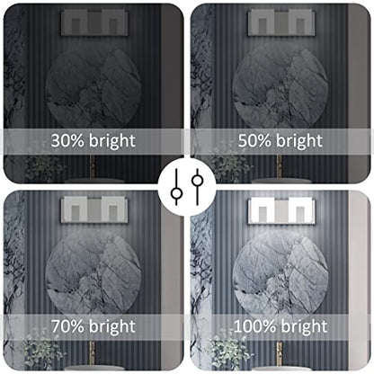 Aipsun 2 Lights Dimmable Modern LED Vanity Light for Bathroom Frosted White Acrylic Chrome Up and Down Bathroom Wall Light Fixtures Over Mirror(White Light 6000K) - size: 2 Lights