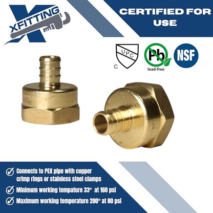 2 Pack XFITTING 1/2 inch Pex x 3/4 inch Female NPT Adapter, Pex FNPT - size: 1/2" Pex x 3/4" Female