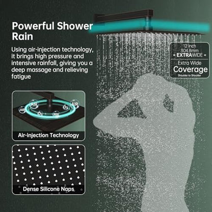 Hoimpro 12 Inch Rainfall Shower Faucet with 4 Full Body Shower Jet Fixtures Combo, Wall Mounted Shower System Set with Rain Mixer Shower Head and 2 in 1 Spray Handheld Showerhead, Oil Rubbed Bronze - color: Oil Rubbed Bronze