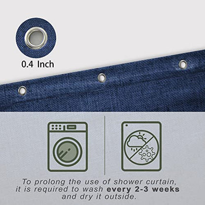 KOUFALL Navy Blue Curtains 84 Inch Length for Bathroom Shower Liner Waterproof Linen Textured Fabric Light Fitering Semi Sheer Boho Shower Curtain,Dark Blue - color: Navy, size: 72"W x 84"L (Pack of 1)