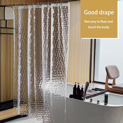 NTBAY EVA Shower Curtain Liner, 72 x 78, 6 Gauge, Clear Water Cube | Water-repellent EVA Liner with 3 Bottom Magnets, 12 Reinforced Grommets, and 12 Plastic Hooks - color: Clear Water Cube, size: 72"W x 78"L (Pack of 1)