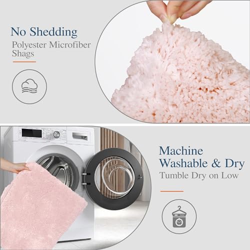 Walensee Blush Bath Mat (24 x 72), High Pile Microfiber, Extra Soft, Absorbent, Non-Slip, Machine Washable, Luxury Bathroom Rug - color: Blush, size: 24" x 72"