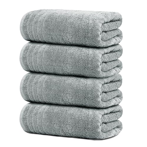 4 Piece Extra Large Bath Towels 30 x 60 Inches, Cool Grey | 100% Cotton, Larger & Lighter Weight, Quicker to Dry, Super Soft and Absorbent, Perfect for Bathroom - color: Cool Grey