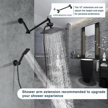 BRIGHT SHOWERS Rain Shower Head with Handheld Spray, 8 Inch Rainfall Shower Head Combo with 60" Hose, Adjustable Dual Square Showerhead Set with 3-Way Diverter, Wall Bracket, Oil-Rubbed Bronze - color: Oil Rubbed Bronze, style: Dual Shower Head