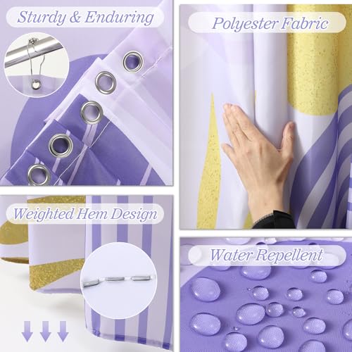 Bathroom Set - 27PC Bathroom Sets with Shower Curtain and Rugs, Purple Bathroom Set, Bathroom Accessory Set, Trash Can, Toilet Brush & 3 PC Soap Dispensers - color: Purple, size: Bath Set+Boho Shower Curtain+Bath Rugs
