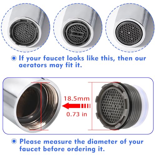 Faucet Aerator M18.5, WeeVeni 6PCS Aerator Replacement for Sink Faucet Flow Restrictor, Kitchen Bathroom Sink Aerators with Key Removal Wrench Tool - style: 18.5MM