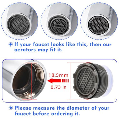 Faucet Aerator M18.5, WeeVeni 6PCS Aerator Replacement for Sink Faucet Flow Restrictor, Kitchen Bathroom Sink Aerators with Key Removal Wrench Tool - style: 18.5MM