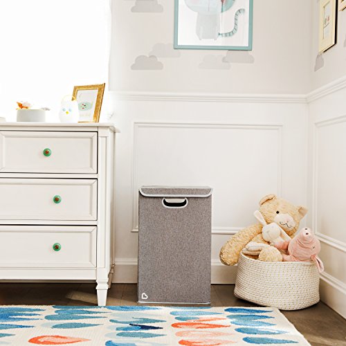 Munchkin Laundry Hamper for Baby and Kids, Collapsible Nursery Organizer with Lid, Grey