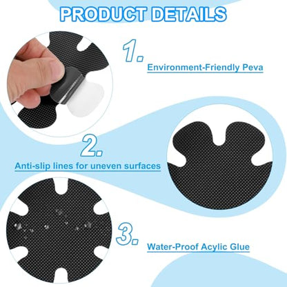 PATIKIL Bathtub Non Slip Stickers 3.9 x 3.9 Inch, 12 Pack Flower Safety Shower Floor Anti Slip Stickers with Adhesive Decals Scraper for Bath Tub Shower Floor Stair, Black