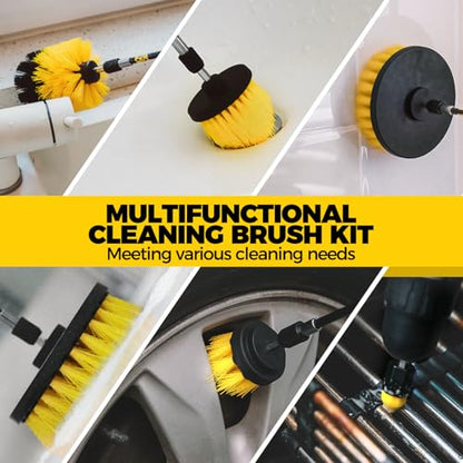 Holikme 30Piece Drill Brush Attachment Set - Power Scrubber Cleaning Kit | Buffing Sponges, Nylon Grout Tools, Tile Bathtub Shower Floors Kitchen Car Interior Detailing, Cleaning Supplies - color: Yellow