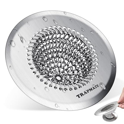 TRAPMATE Shower Drain Hair Catcher, 4.4" Anti-Clogging Bathtub Drain Cover | Easy Flip Cleaning, Traps Hair with Fast Drainage, Anti-Slip Drain Protector Fits Regular & Pop-up Drains (Patented Product) - color: Silver