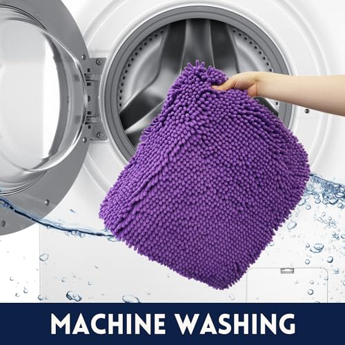 Bathroom Rugs Chenille, Extra Thick and Absorbent, Non-Slip, Machine Washable, Dry Quckily, Soft Cozy Plush, Used Under Shower Bathtub and Sink, Bath mat Sets Purple - color: Violet, size: 20 x 32 inch + 20 x 20 inch (U-Shape)