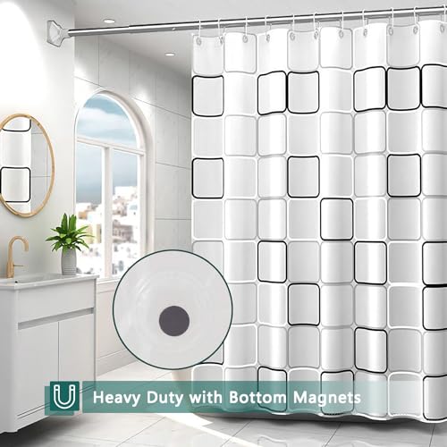 Shower Curtain Liner, Big Square Waterproof PEVA Shower Curtains with 3 Duty Heavy Bottom Magnets and 12 Rust Proof Grommets, 72x72 Weighted Shower Liner for Shower Stall, Bathtubs - color: Big Square