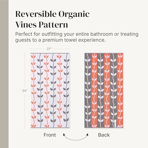 Modern Threads 6 Piece Bath Towel Set – Bathroom Set with 2 Bath Towels, 2 Hand Towels, and 2 Wash Cloths – 100% Cotton, Super Absorbent & Extra Soft – Reversible Natural Vine (Rust Orange) - color: Rust Orange