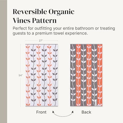 Modern Threads 6 Piece Bath Towel Set – Bathroom Set with 2 Bath Towels, 2 Hand Towels, and 2 Wash Cloths – 100% Cotton, Super Absorbent & Extra Soft – Reversible Natural Vine (Rust Orange) - color: Rust Orange